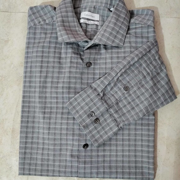 Calvin Klein XL long sleeve button down shirt gray - Picture 1 of 4